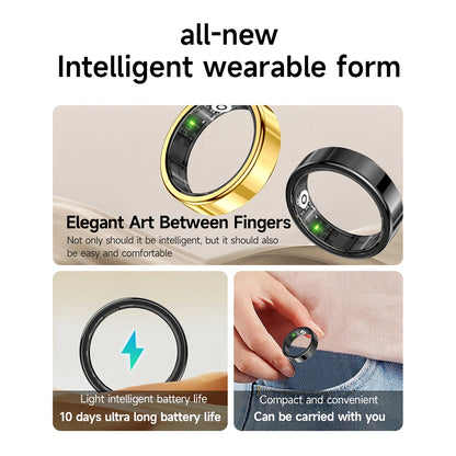 SR09 Smart Ring Health Tracker Bluetooth-Compatible 5.1 Fitness Ring with Gesture Control Fitness & Sleep Monitor for Women Men